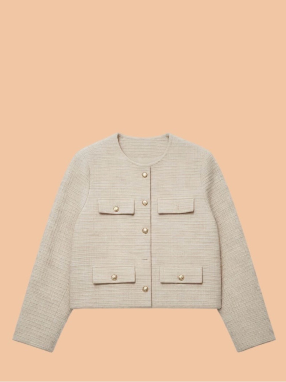 H&M Cream Cropped Boxy Button Jacket - Picture 1 of 1